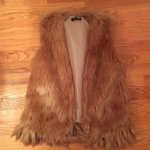 Tan faux fur vest